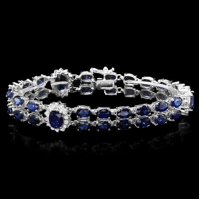 14k Gold 22ct Sapphire 1.50ct Diamond Bracelet