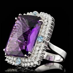 14k Gold 26.00ct Amethyst 1.90ct Diamond Ring