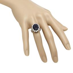 14K Gold 6.27ct Sapphire 1.63ct Diamond Ring