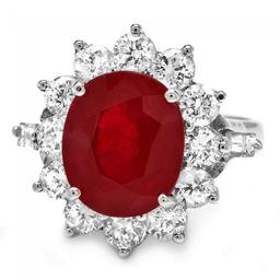 14k White Gold 7.00ct Ruby 2.3ct Diamond Ring