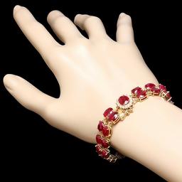 14k Gold 53.00ct Ruby 0.50ct Diamond Bracelet