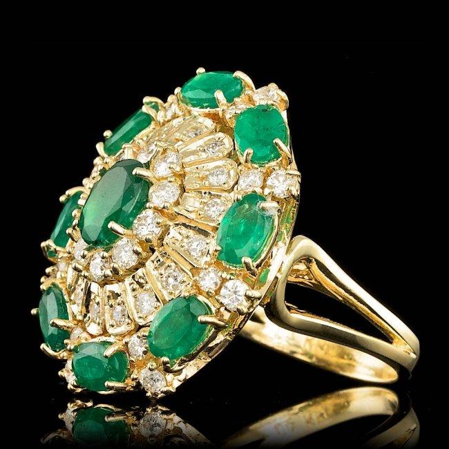 14k Gold 5.00ct Emerald 2.00ct Diamond Ring