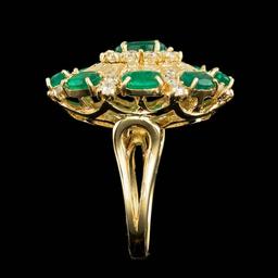 14k Gold 5.00ct Emerald 2.00ct Diamond Ring