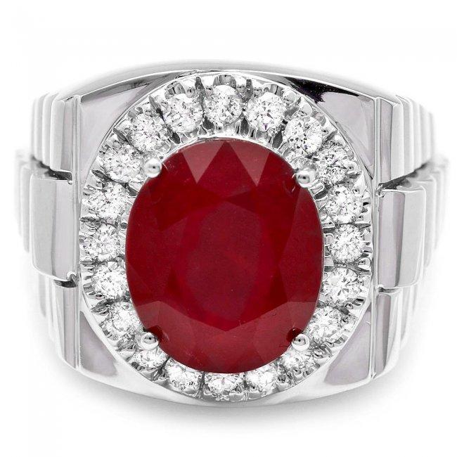 14k White Gold 10.00ct Ruby 0.80ct Diamond Ring