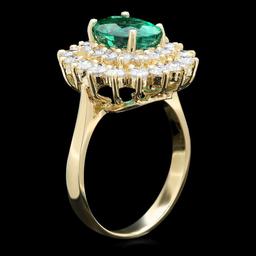 14k Gold 2.00ct Emerald 1.50ct Diamond Ring