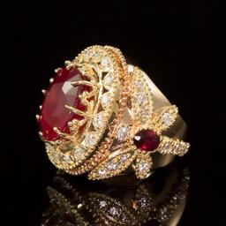 14K Gold 13.63ct Ruby 2.42ct Diamond Ring