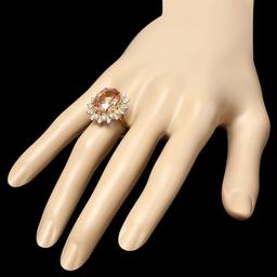 14k Gold 7.80ct Morganite 0.80ct Diamond Ring