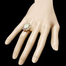 14k Yellow Gold 3.50ct Opal 1.60ct Diamond Ring