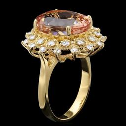 14k Gold 7.80ct Morganite 0.80ct Diamond Ring