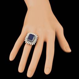 14k Gold 13.50ct Sapphire 2.40ct Diamond Ring
