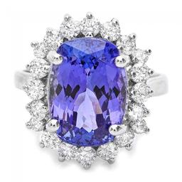 18k Gold 6.00ct Tanzanite 1.00ct Diamond Ring