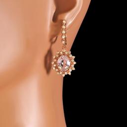 14k Gold 7.93 Kunzite 1.70ct Diamond Earrings