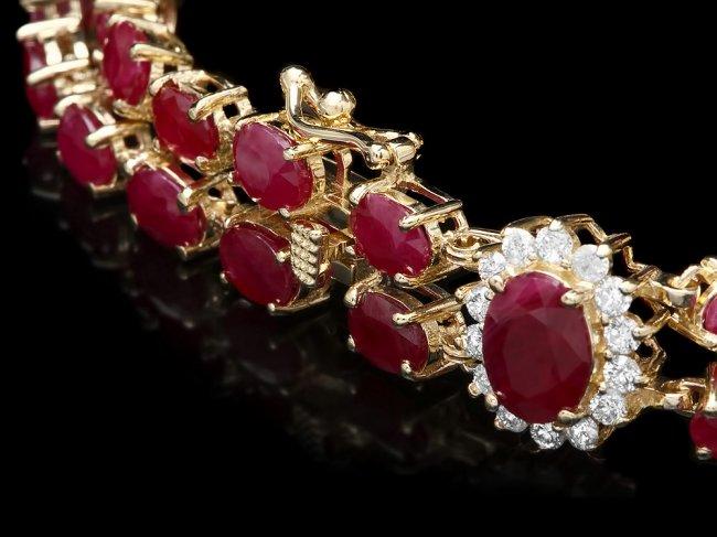 14k Yellow Gold 27ct Ruby 1.30ct Diamond Bracelet