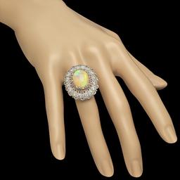 14K Gold 7.12ct Opal 0.48ct Sapphire 2.20ct Diamond Ring