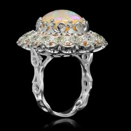 14K Gold 7.12ct Opal 0.48ct Sapphire 2.20ct Diamond Ring