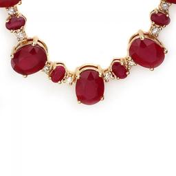 14k Yellow Gold 69ct Ruby 1.75ct Diamond Necklace