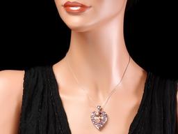 14k Gold 14.80ct Morganite 0.40ct Diamond Pendant