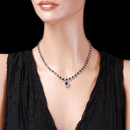 14k Gold 29ct Sapphire 2.25ct Diamond Necklace