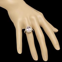 14K Gold 4.50ct Kunzite 1.21ct Diamond Ring