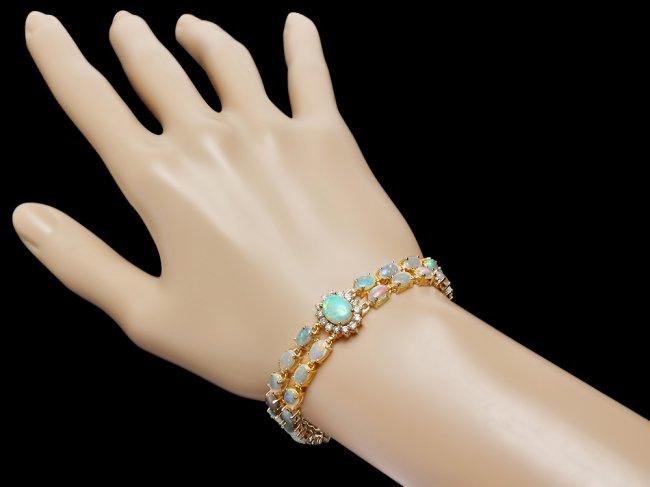 14k Gold 12.5ct Opal 1.75ct Diamond Bracelet