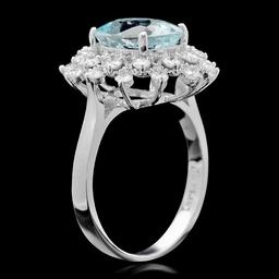 14k Gold 2.70ct Aquamarine 0.75ct Diamond Ring