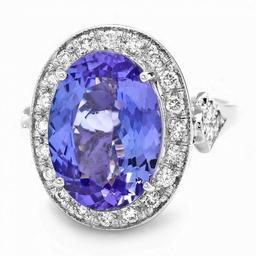 14k Gold 7.00ct Tanzanite 0.70ct Diamond Ring