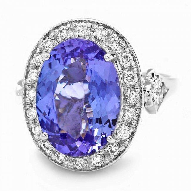 14k Gold 7.00ct Tanzanite 0.70ct Diamond Ring