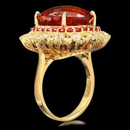 14k Gold 12.00ct Citrine 1.30ct Diamond Ring