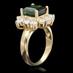 14k Gold 4ct Tourmaline 1.70ct Diamond Ring