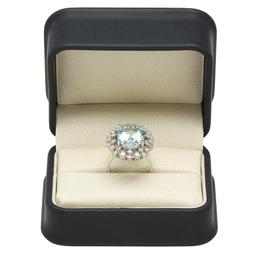 14K Gold 8.00ct Aquamarine 1.23ct Diamond Ring