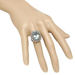 14K Gold 8.00ct Aquamarine 1.23ct Diamond Ring