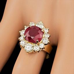 14k Yellow Gold 5.50ct Ruby 1.85ct Diamond Ring