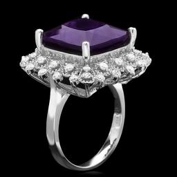 14k Gold 9.70ct Amethyst 0.80ct Diamond Ring