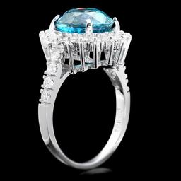 14k White Gold 6.00ct Zircon 0.85ct Diamond Ring