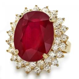 14k Yellow Gold 18.00ct Ruby 2.40ct Diamond Ring