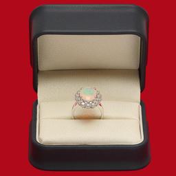 14K Gold 2.61ct Opal 1.32ct Diamond Ring