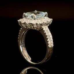 14K Gold 2.42ct Aquamarine 0.79ct Diamond Ring