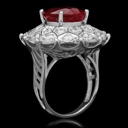 14K Gold 10.35ct Ruby 1.73ct Diamond Ring