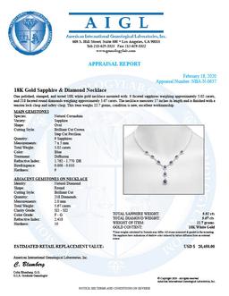 14K Gold 5.02ct Sapphire 5.67cts Diamond Necklace