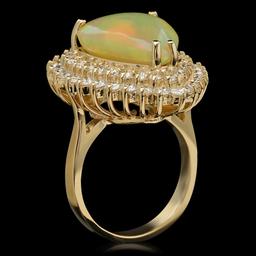 14K Gold 9.62ct Opal & 3.50ct Diamond Ring