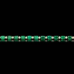 14k Gold 14.00ct Emerald 1.00ct Diamond Bracelet