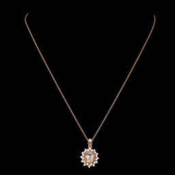 14k Rose 3.00ct Morganite 0.70ct Diamond Pendant