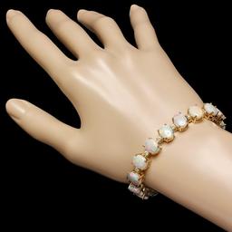 14k Gold 18.00ct Opal 1.50ct Diamond Bracelet