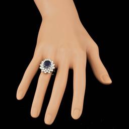 14k Gold 4.00ct Sapphire 2.00ct Diamond Ring