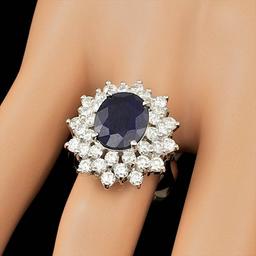 14k Gold 4.00ct Sapphire 2.00ct Diamond Ring