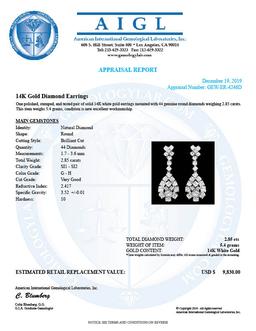 14k White Gold 2.85ct Diamond Earrings