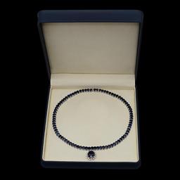 14K Gold 92.04ct Sapphire & 0.92ct Diamond Necklace