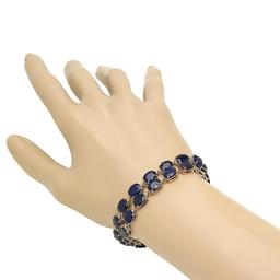 14K Gold 52.06ct Sapphire 0.63ct Diamond Bracelet