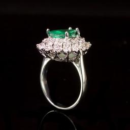 14K Gold 2.05ct Emerald 1.70ct Diamond Ring