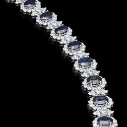 14K White Gold,14.00cts Sapphire & 11.64cts Diamond Bracelet